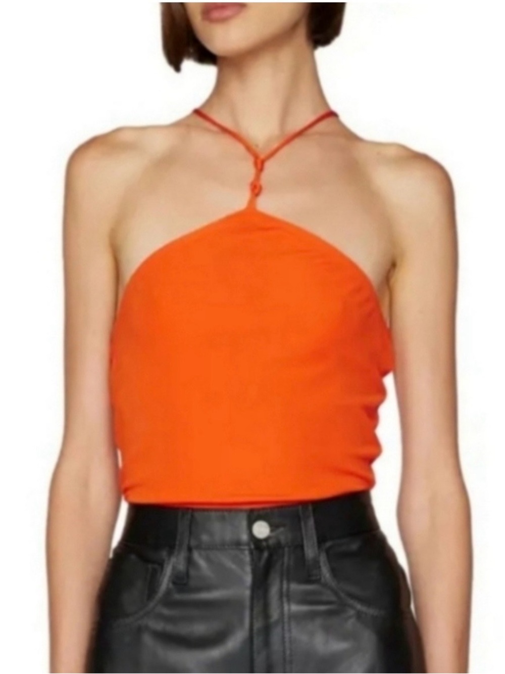 Frame Denim | Delicate Knotted Orange Halter Bodysuit NWOT | Medium